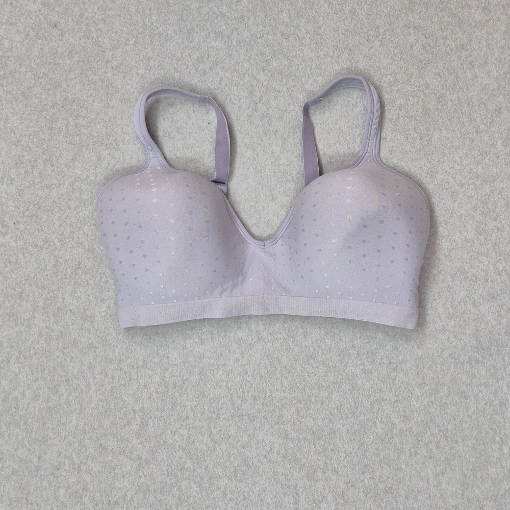 Bali Women Bra 38DD Lavender Polka Dot T Shirt Wireless Strap Adjustable